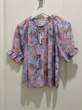 Anthropologie Allison New York Floral Morgan Pink & Purple Blouse XS NWT